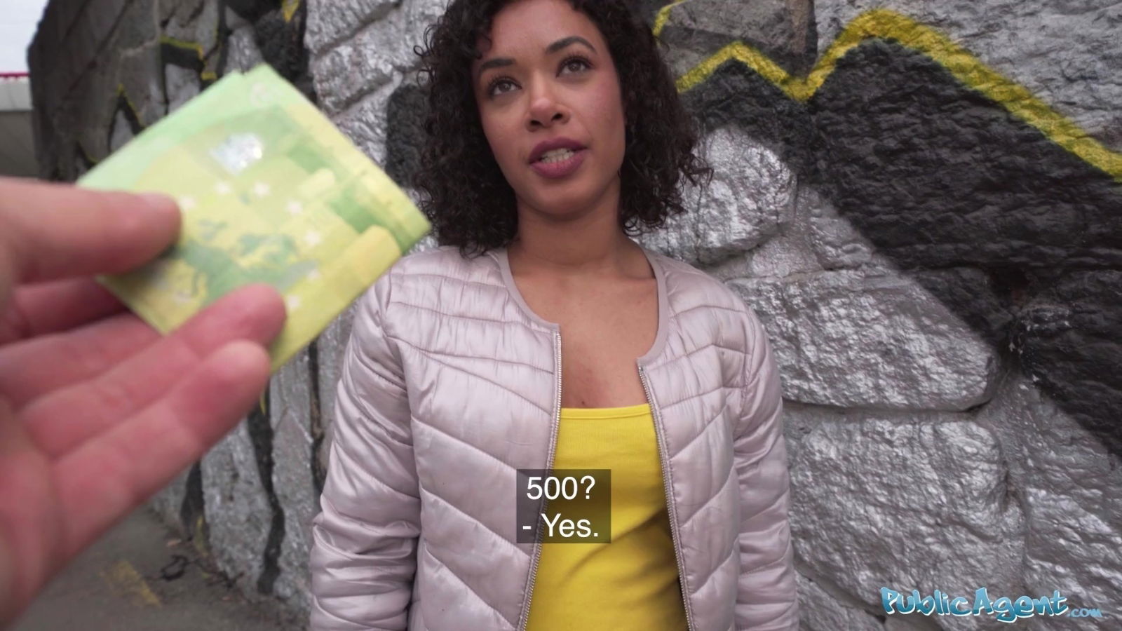 Curly yellow dress ends fucked street