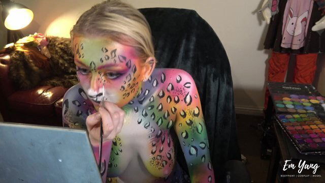 Rainbow Leopard Body-Paint Nude Timelapse