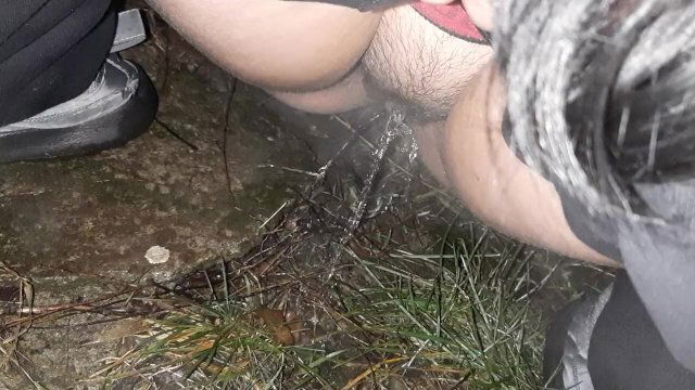 masturbate hairy pussy public place while pissing
