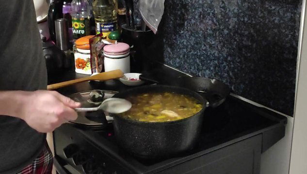 Cream soup with lentils eggplant