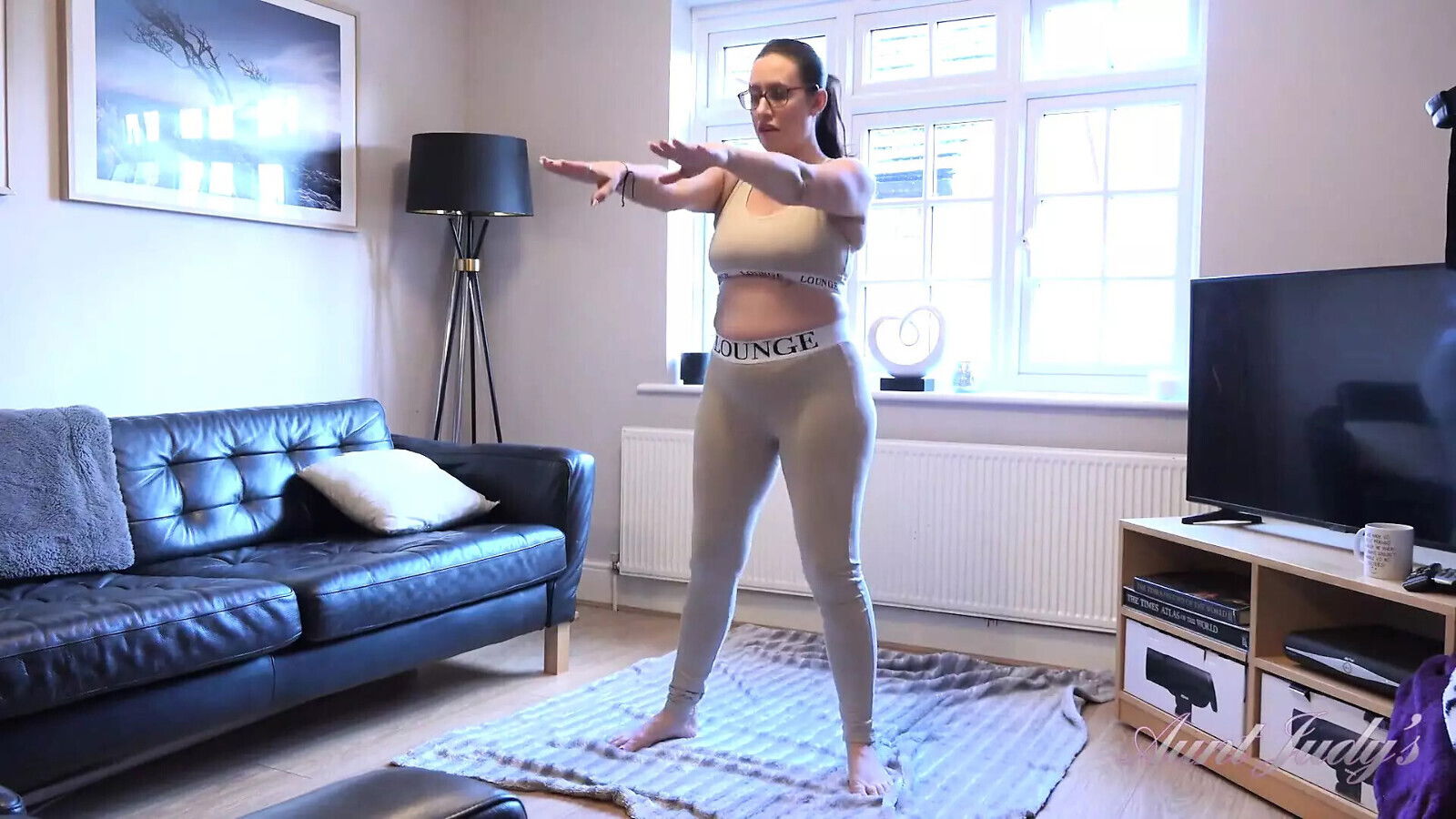 Auntjudys Nerdy Busty MILF Kitty Yoga Workout