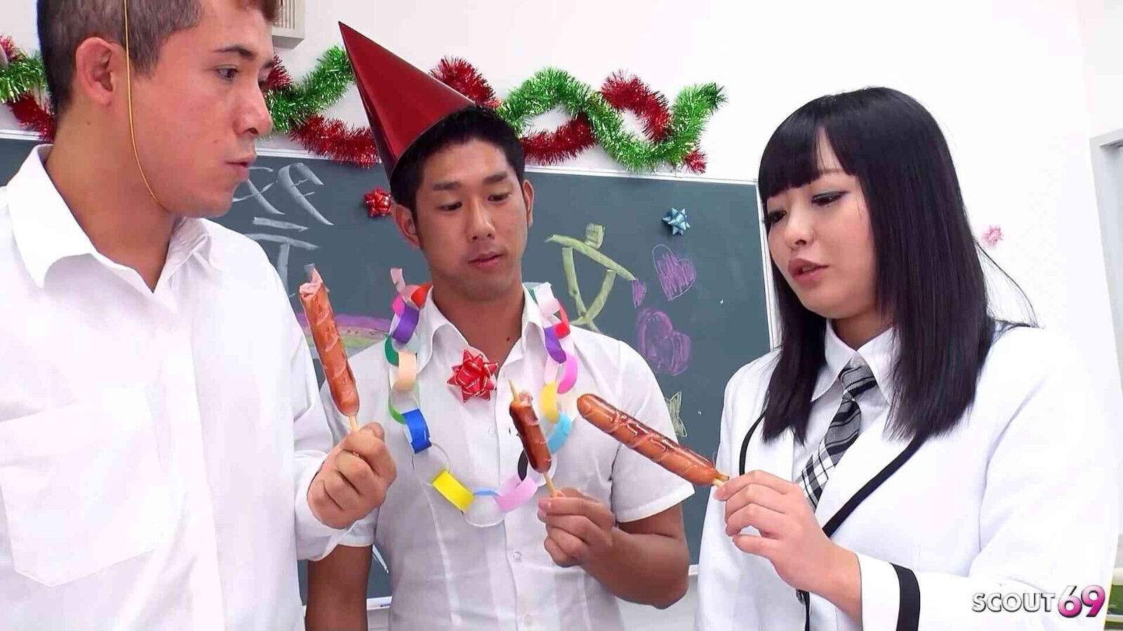 Virgin best Friend tricked petite Japanese Girl Double Creampie Threesome