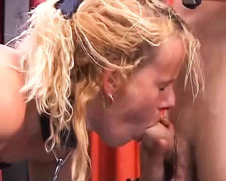 Sexy blonde German bitch sucks dick after hardcore BDSM action