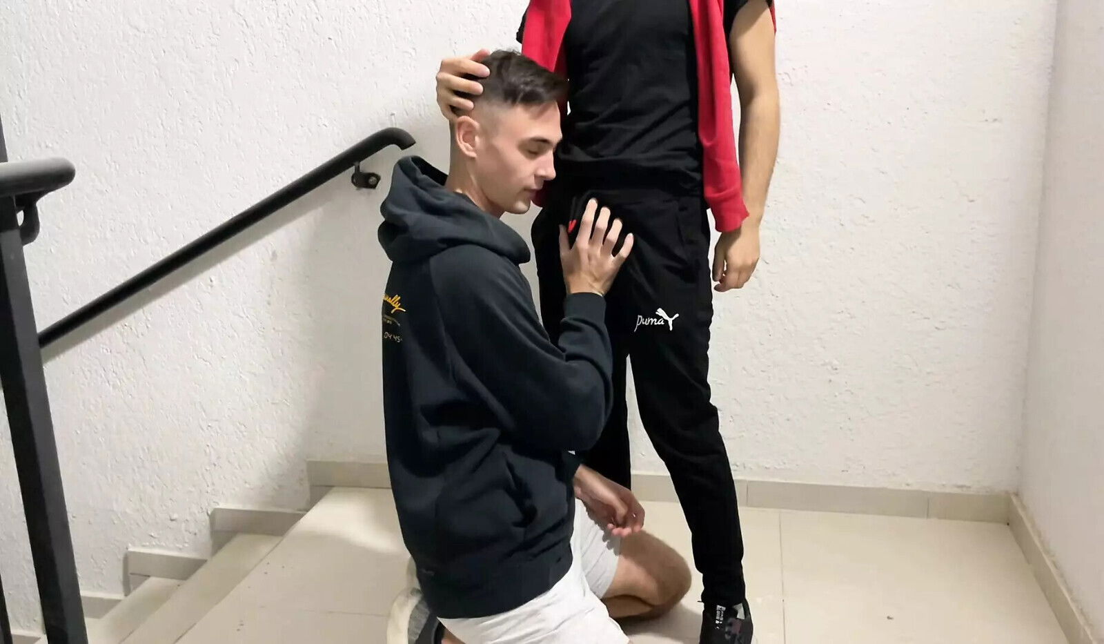 Sexy guys fucking stairwell