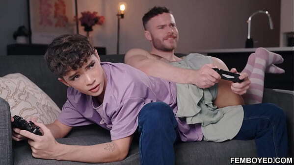 Adorable SUPER cute gamer femboy Ledger gets throat fucked then fucked boyfriend Marcus McNeil
