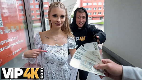 HUNT4K. Blonde Naomi Love showing natural boobs cheating front