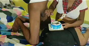 College students came to visit boyfriend for birthday cake and receive hot fuck