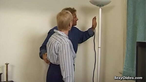 Blonde German granny sucking fucking with