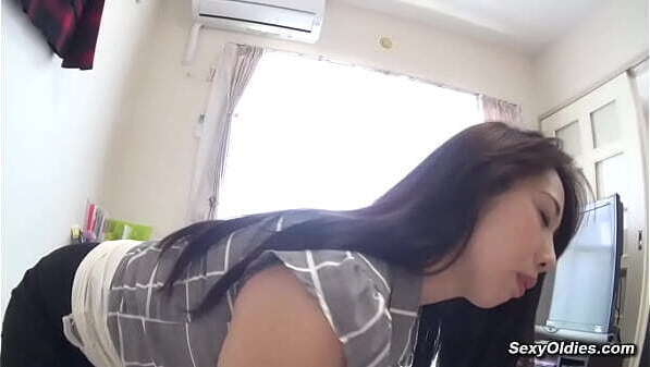 Hairy pussy Asian MILF gets boobs grabbed fucked