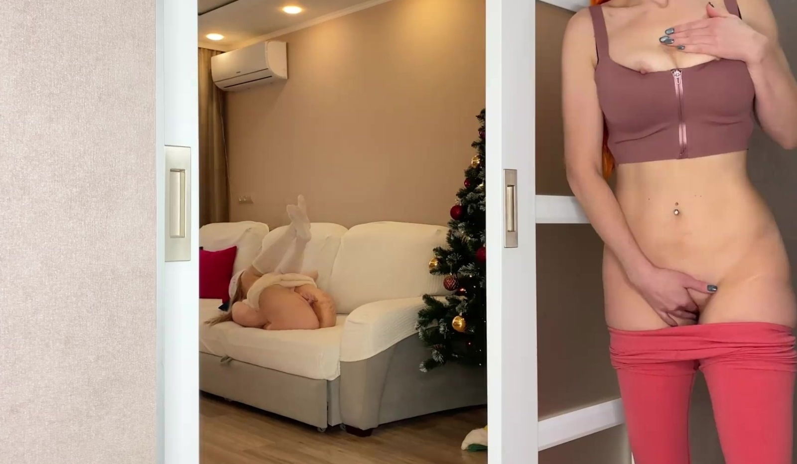 Horny sextape stepmother stepdaughter masturbating together