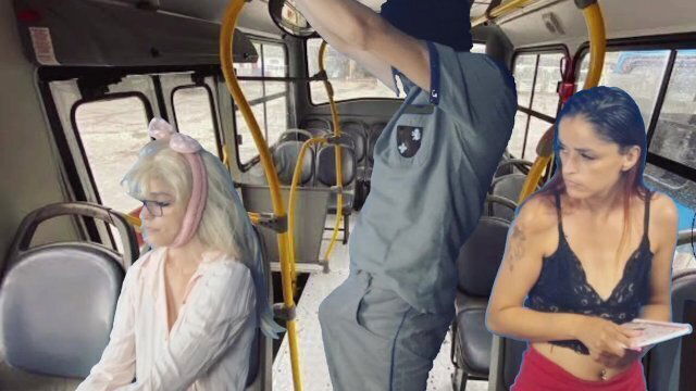 Trabalhador encoxa estudante ônibus goza peitos dela público!