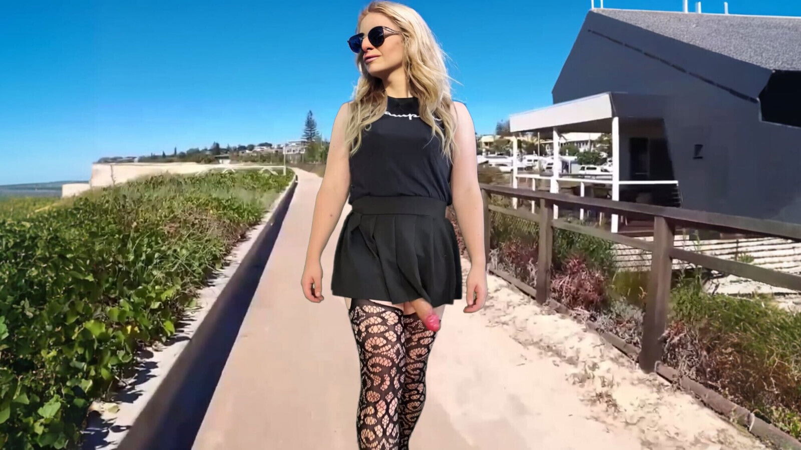Huge shemale stockings public dick flash