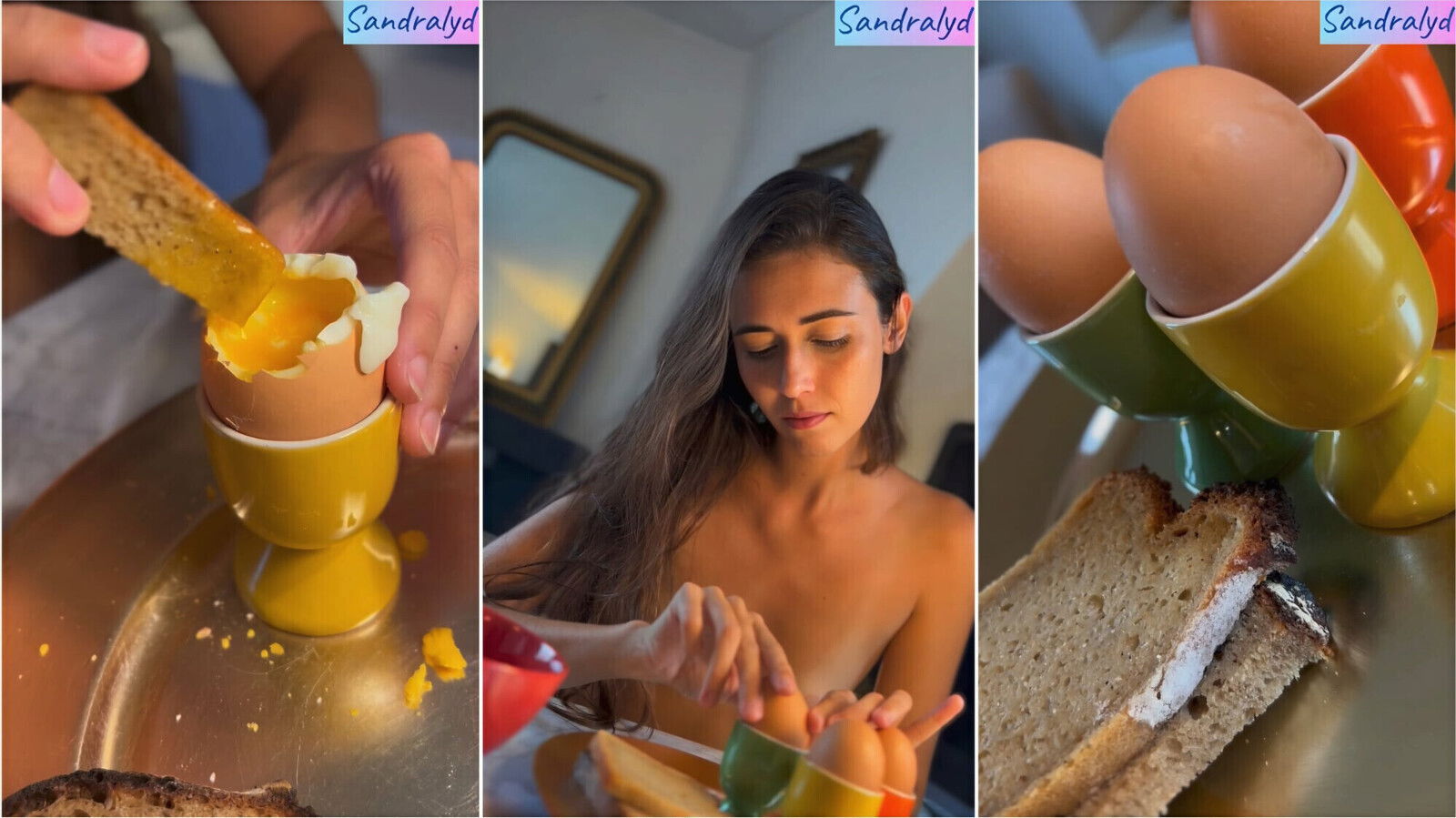 Morning routine cooking eating eggs