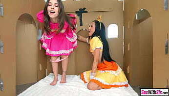 Petite teen stepsisters fuck their dick stepbro Halloween