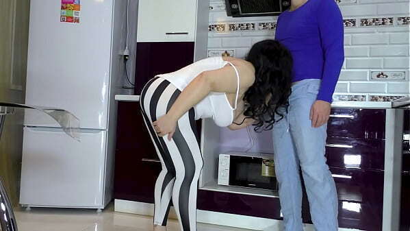 Stepson stepmom kitchen fucked