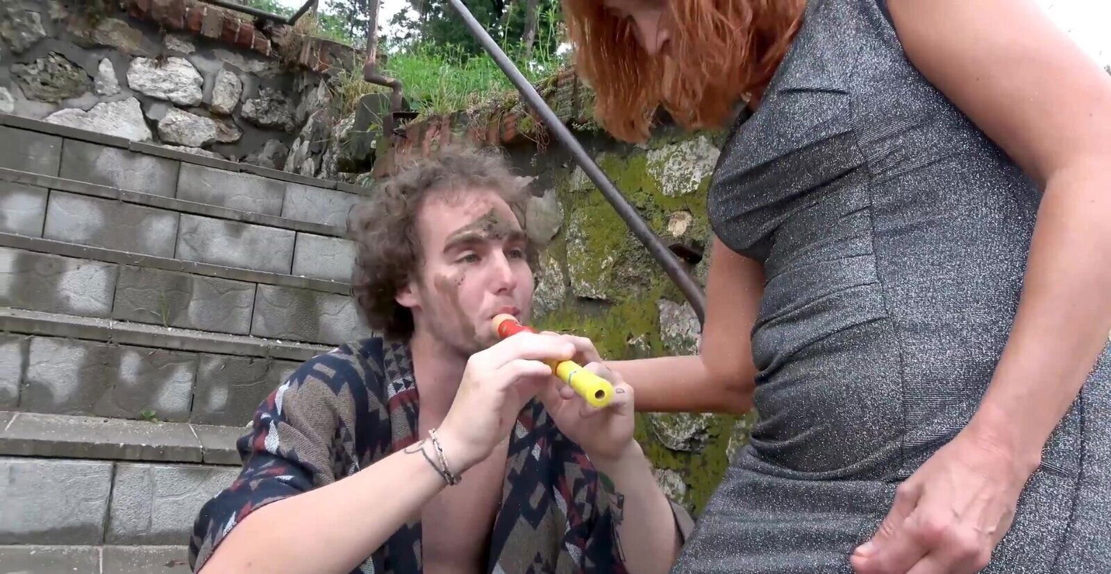 Mature Laura moans while riding neighbor's penis