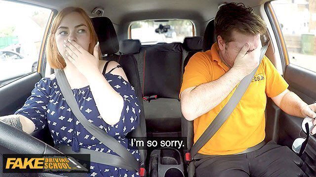 CURVY ginger riding dick let's mouth Fake Driving School