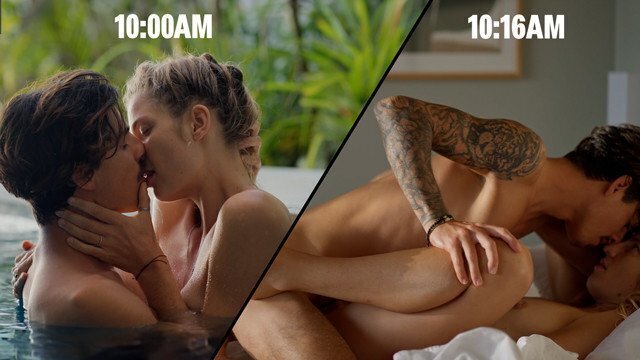 Innocent french kiss pool turns into intense