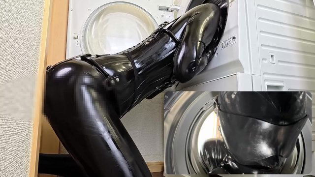 Latex doll laundry room machine fuck play💜