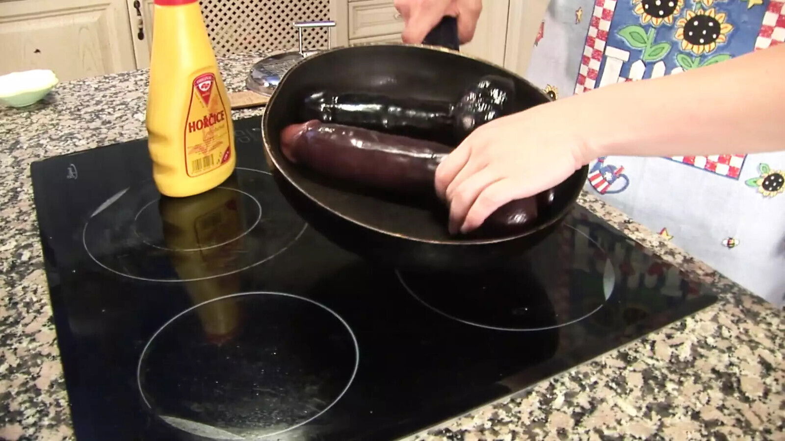 Brunette chick loves play with dildo boyfriend