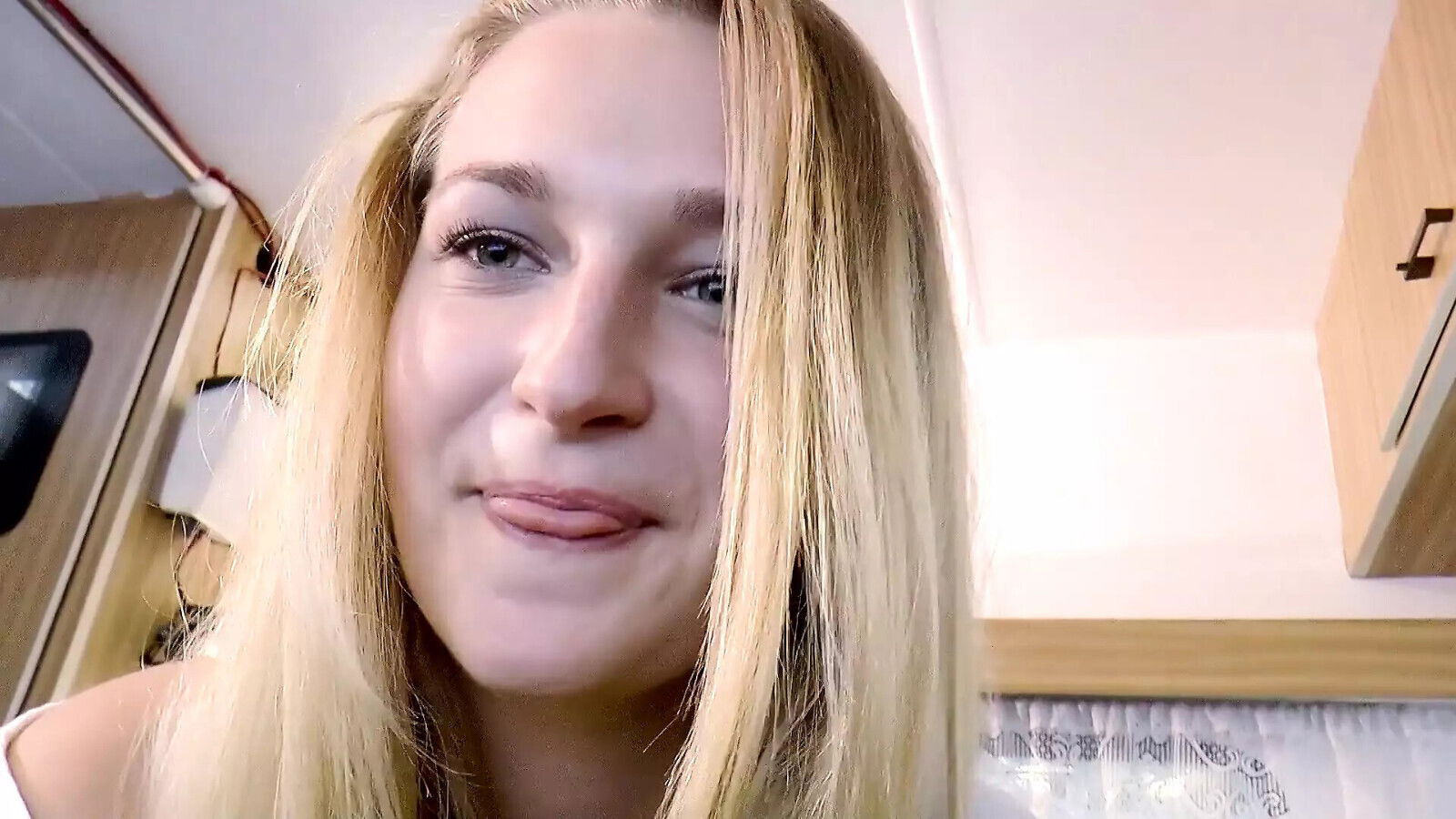 German blonde takes ride huge dick