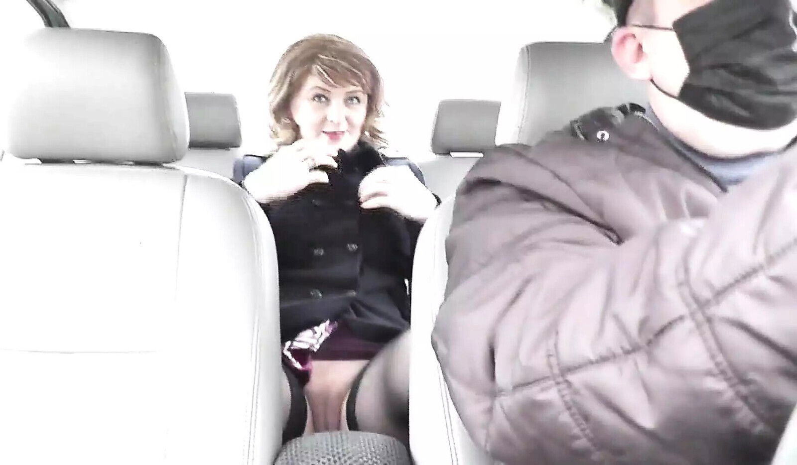 Public nudity. Naked public. panties under skirt Without panties. Taxi driver carries sexy blonde Milf back seat