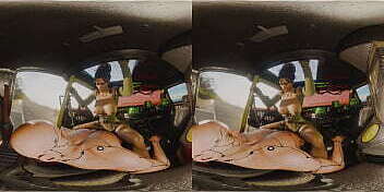 Panam Palmer excited ride back Cyberpunk 2077 outdoors cowgirl position contact render