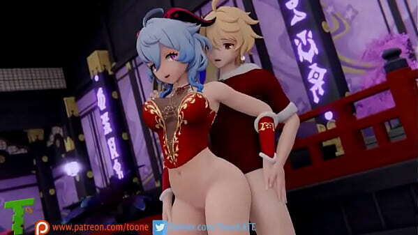 Геншин импакт Гань Итэр трахаются новогодних костюмах