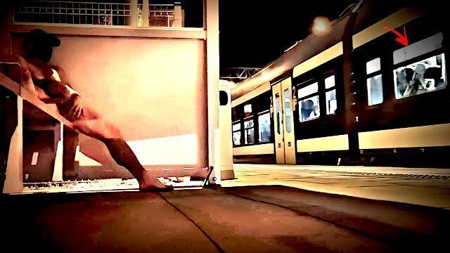 platform, risky, completely naked, wait train jerk off.