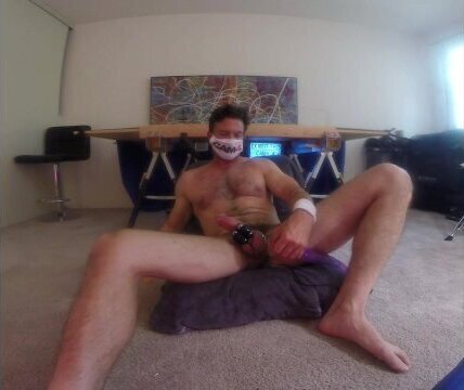 Purple Dildo Guybrator makes erupt