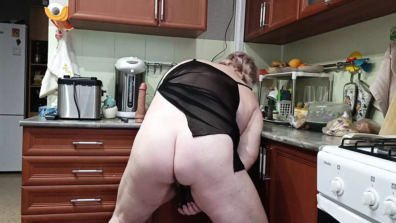 girlfriend masturbates with toys kitchen