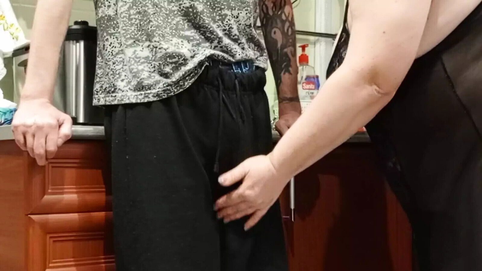 while alone home, mother-in-law sucks jerks dick