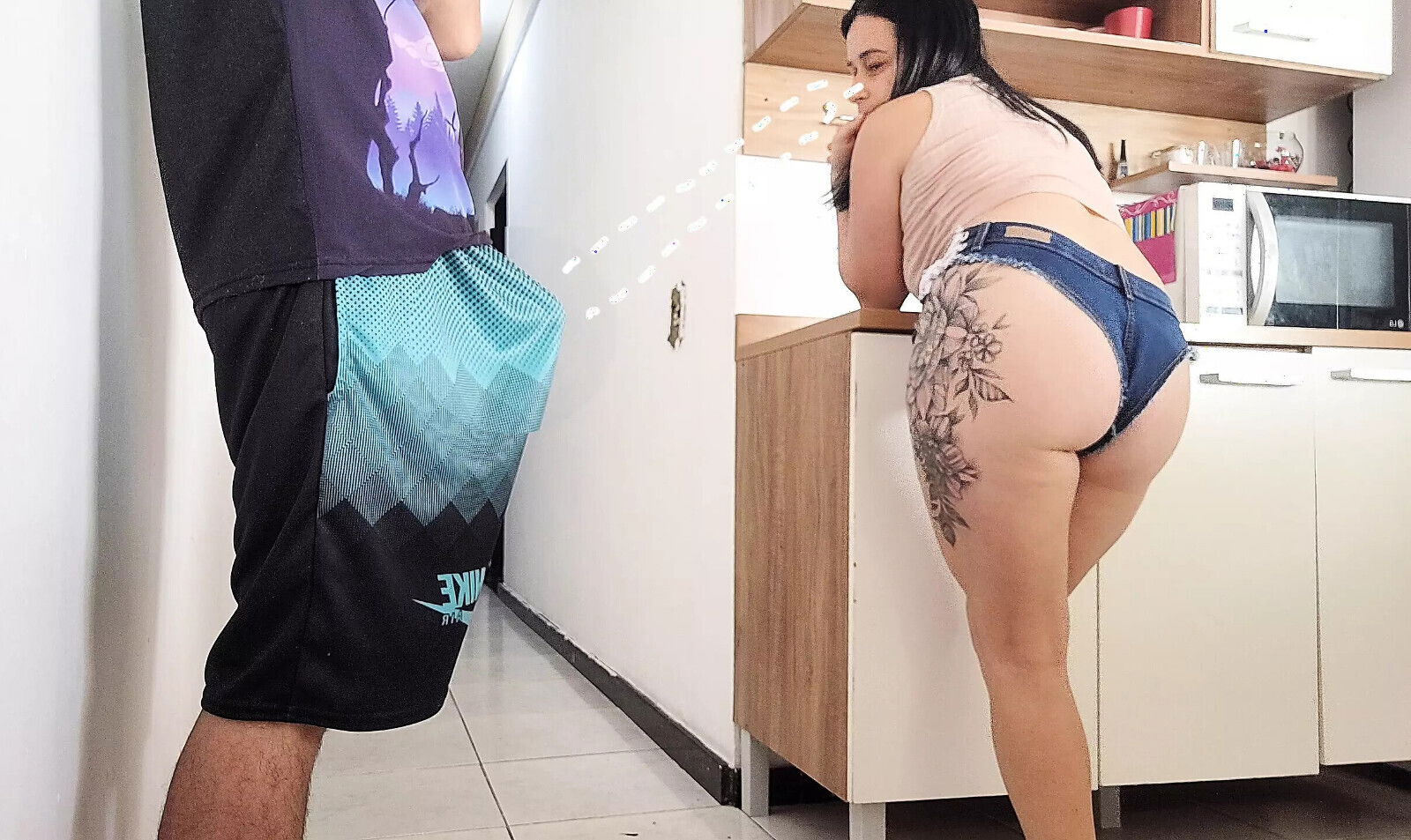 RISKY with husband's friend, couldn't resist seeing erect cock!