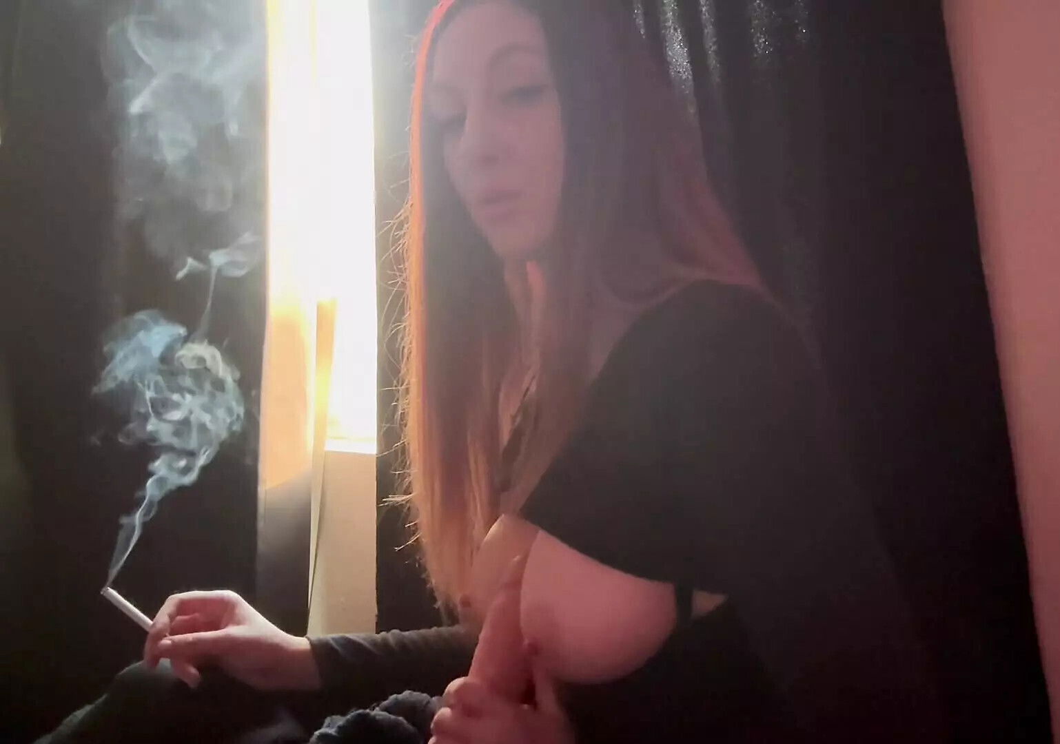 Italian Milf Artemisia Love Solo Dildo Play Handjob while Smoking cigarette Horny