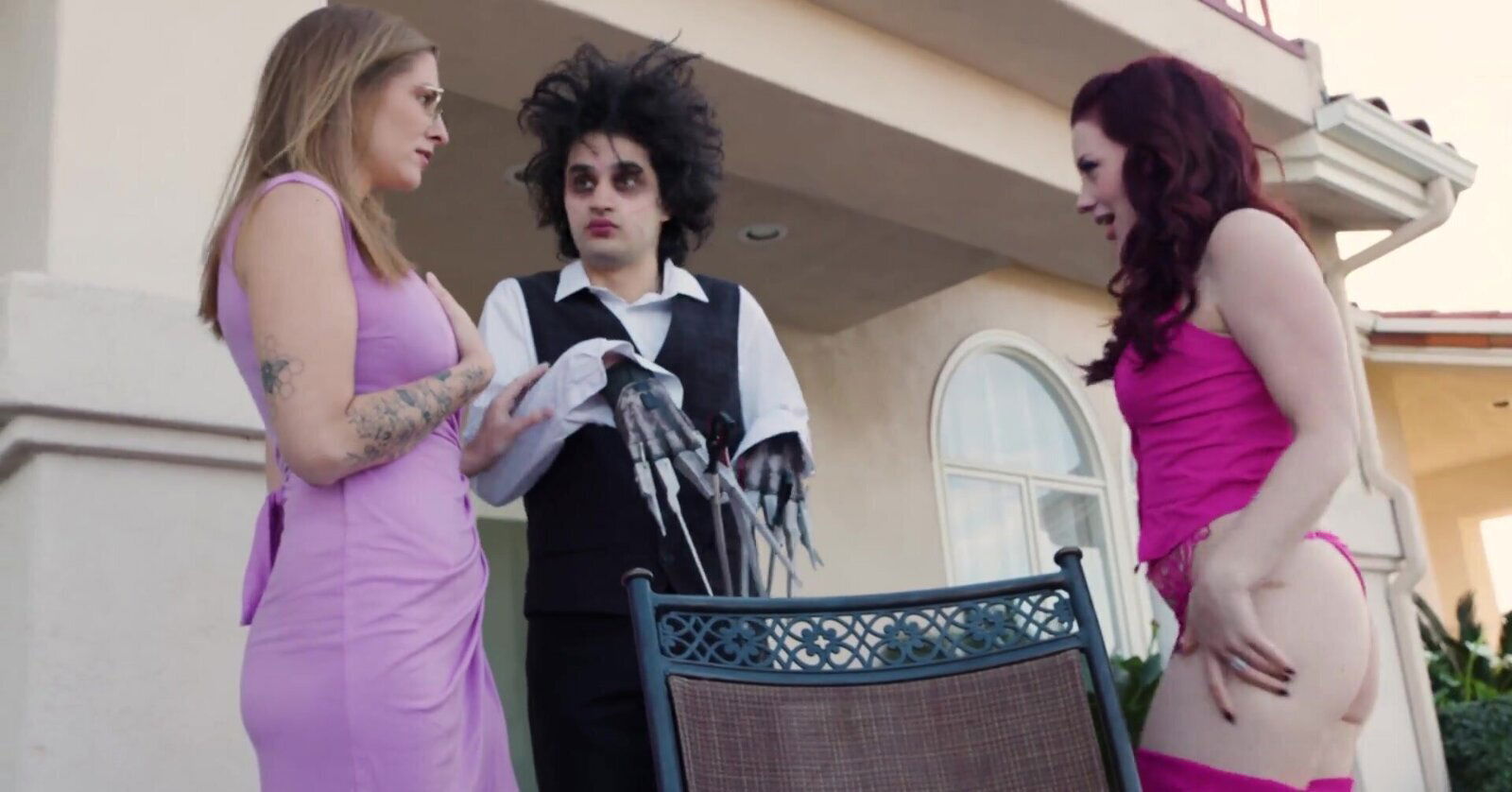 Long hair beauty Annie King fingering session porn parody.