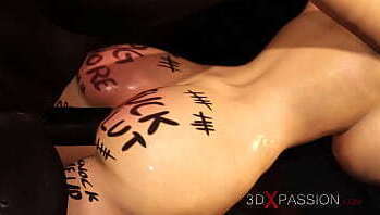 Sub-slut gagged fucked. whore gets fucked hard black