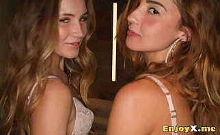 Horny blondes full gobbling pussy, masturbating, having romp first time.