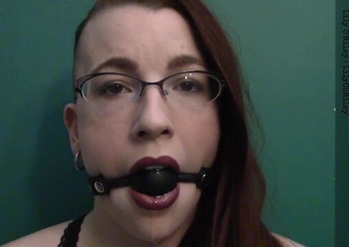 Dark Lipstick Ballgag Drooling with Intense Contact