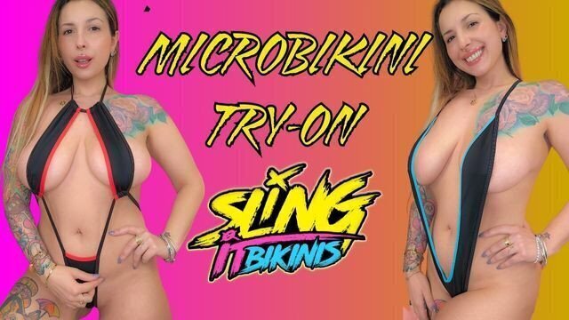 Girl with natural tries MORE Micro Bikinis (Sling Bikinis Try-on haul)