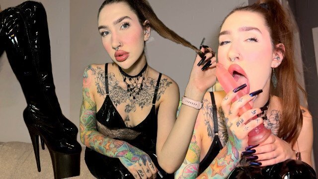 Femdom spuść mocno swojej Pani całej latexie