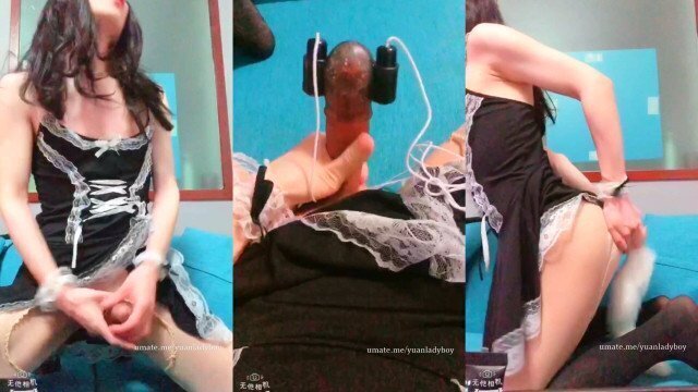 yuanladyboy：Chinese ladyboy cums completely