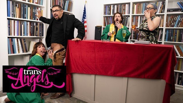 TRANS ANGELS Kalli Grace Bends Over Swallow Professor Draven Navarro's