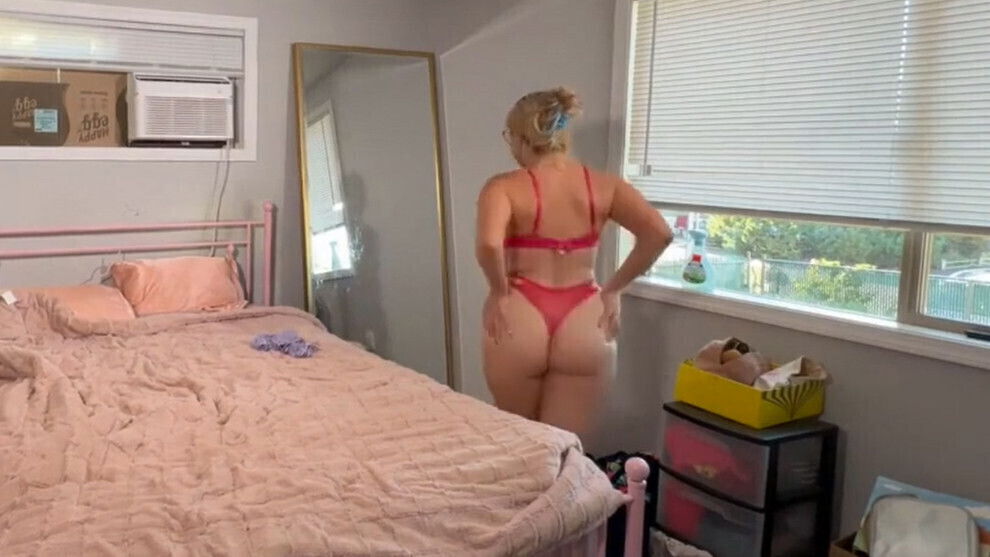 Bored MILF tries different lingerie small-dick friend