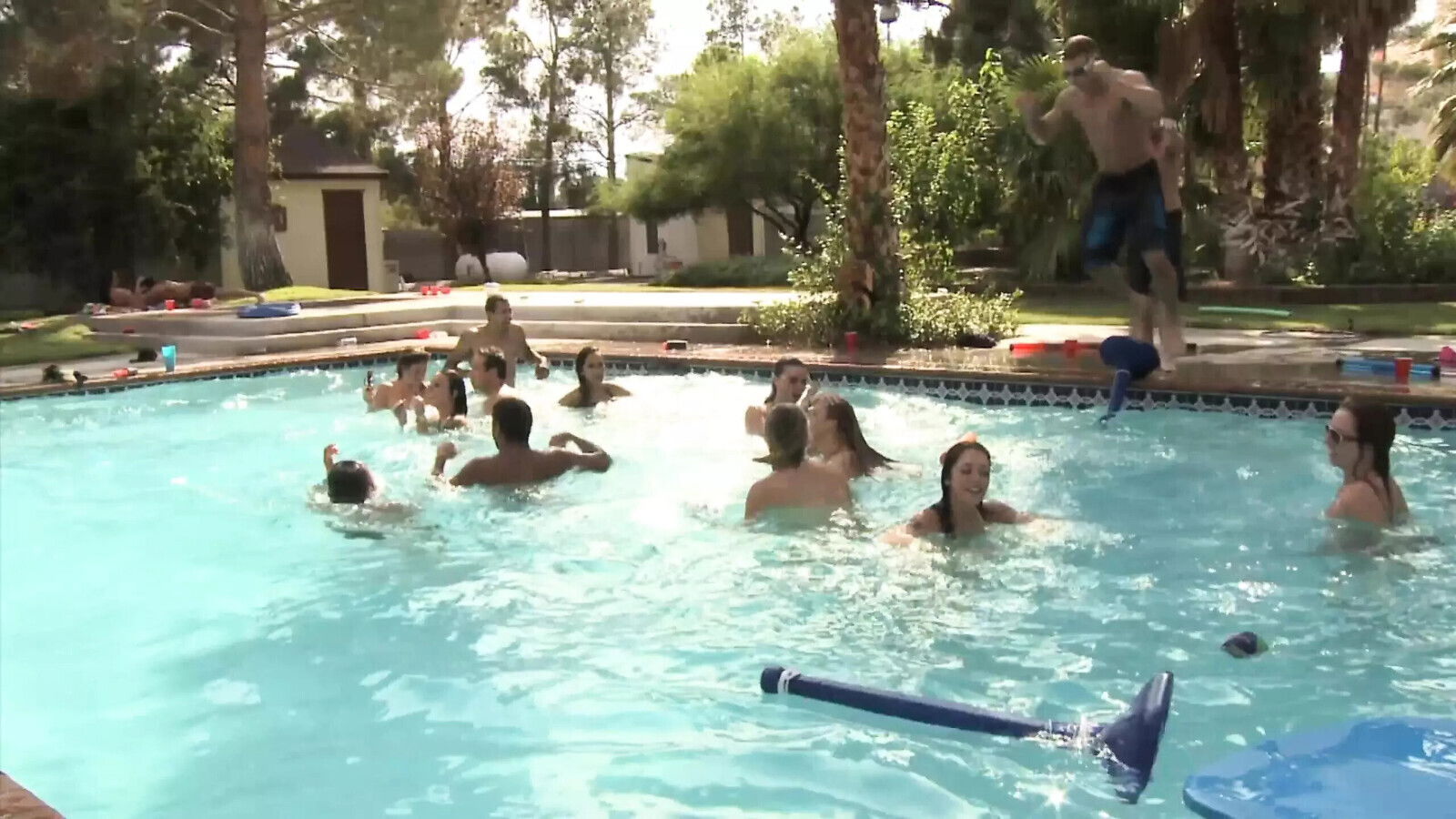 Adrianna Luna Gold pool party into outdoor group fuck fest.