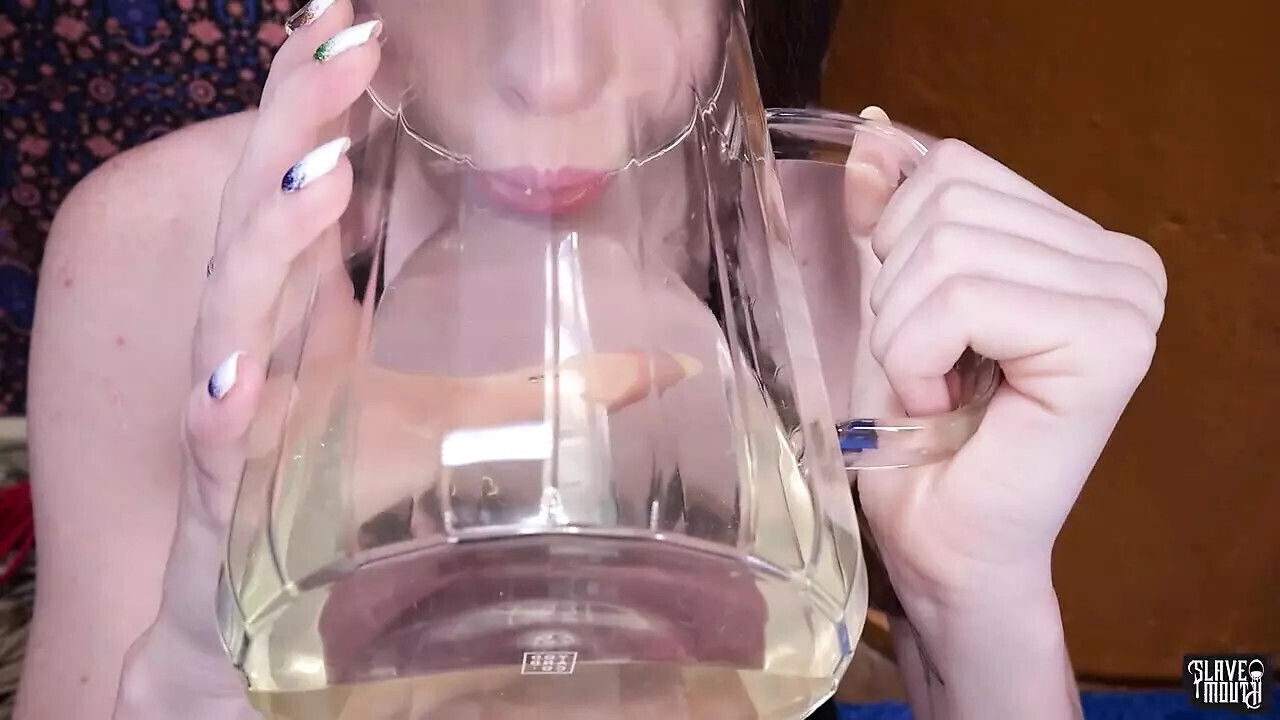 Slim bondage slut Brooke Johnson drinks yellow piss start rough face fucking oral domination session Slavemouth