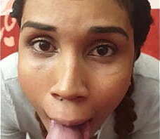 Venezuelan slut sucks a cock and gets cum in her mouth to swallow.