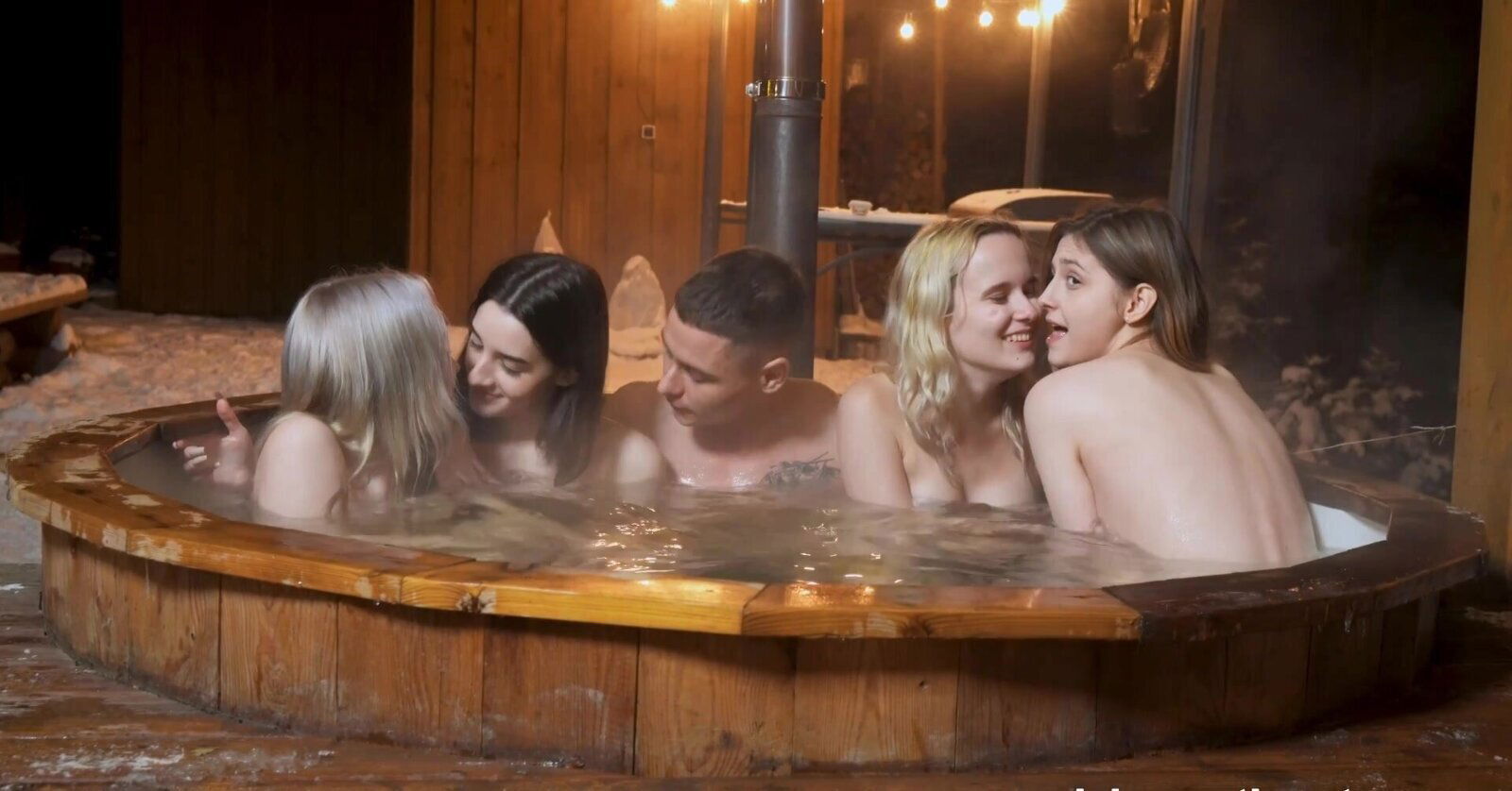 Beautiful girl with long hair Tender gets fucked bathroom.