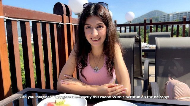 brunette gets fucked hard after argument with stranger hotel restaurant