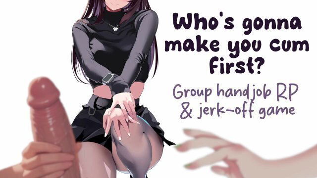 Women Taking Turns Stroking Dick Jerk-Off Game with Sounds Whispering