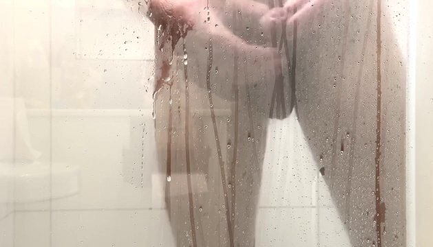 Single jerking steamy shower solo masturbation